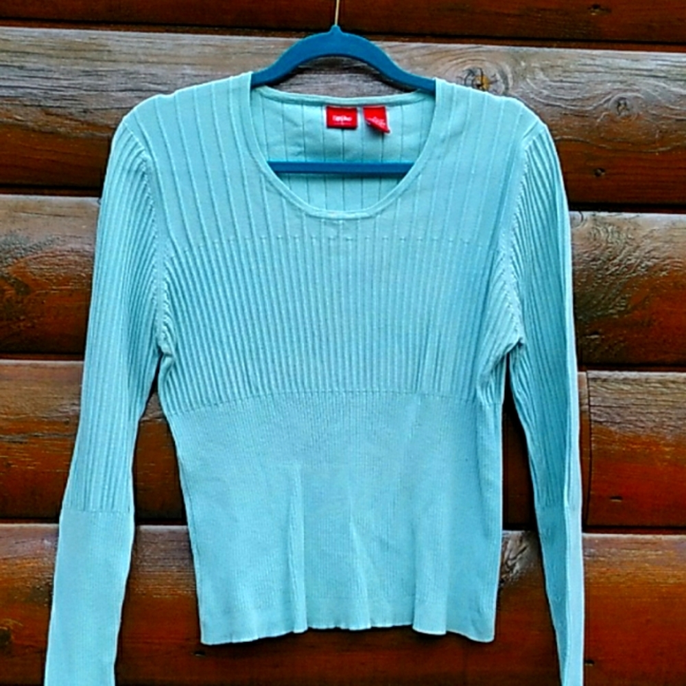 Mossimo ROBINS EGG 🪺 Mint Ribbed Knit Sweater  Fits BEST M-L IMO 🤭